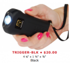 BLACK RECHARGEABLE 18 MILLION VOLT TRIGGER STUN GUN